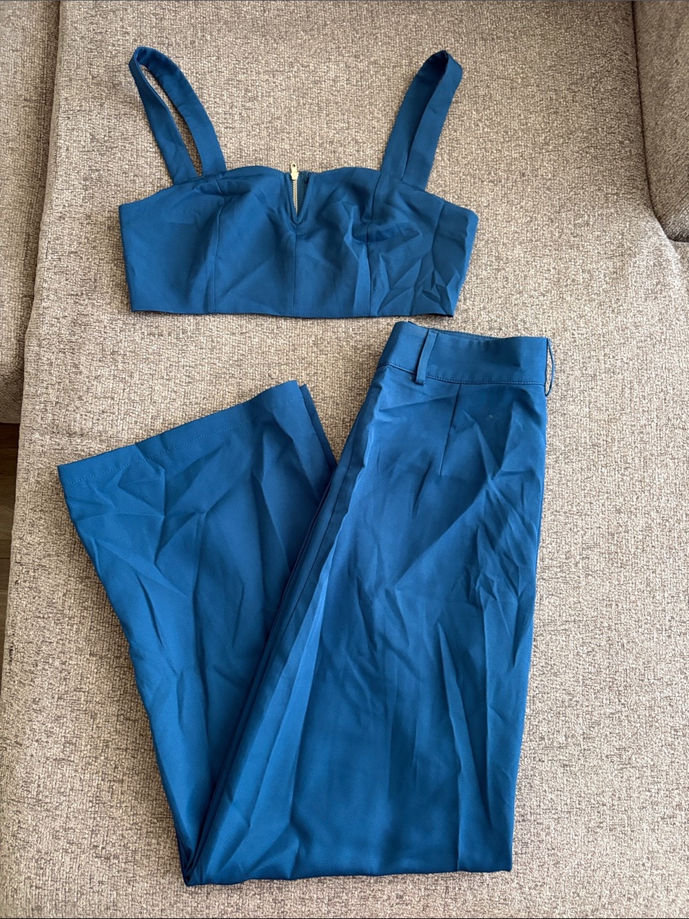 Cider Teal Wide-Leg Pants & Crop Top Set